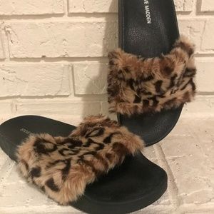 Steve Madden Cheetah Fur Slides